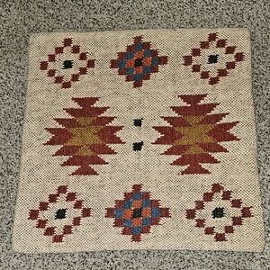 Bold Heavyweight Aztec Tribal Geometric Patterned Woven Textile Pillow Cover